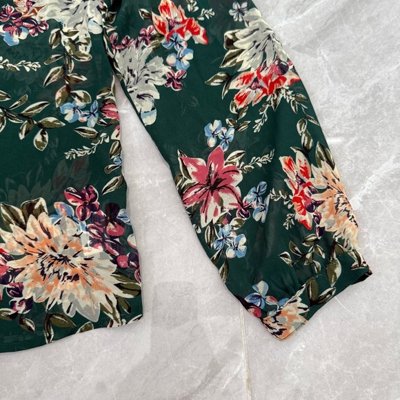 Women’s A New Day Target Floral Sheer Long Sleeve V-Neck Top Medium - Picture 8 of 16